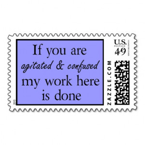 Blue funny quotes postage stamps office humor joke