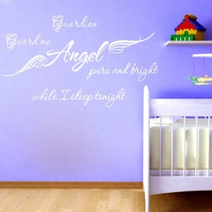 Guardian Angel Wings Quote wall sticker English Words stickers Art ...