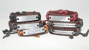 Meaningful-Sayings-Leather-Bracelets-Men-Womens-Friendship-Wristband ...