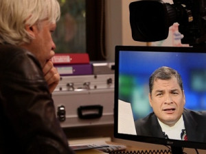 ... : Julian Assange speaks with Rafael Correa, the President of Ecuador