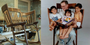 Dad builds three-seater rocking chair so he can read to his kids all ...