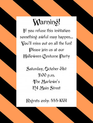 Shop our Store > Warning Halloween Party Invitations