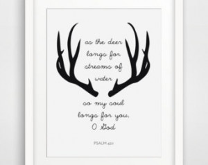 Deer Bible Verses, Psalm 42, Antler Print, Scripture Print, Christian ...