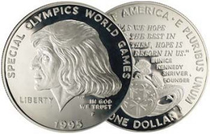 special olympics coins | Special Olympics Silver Dollar 1995 Proof