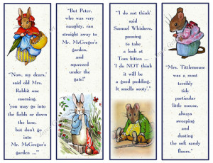 Printable Beatrix Potter Character Bookmarks with Quotes, Original Art ...