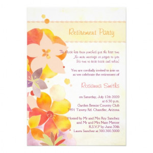 Cute Watercolor Flowers Retirement Party Invites
