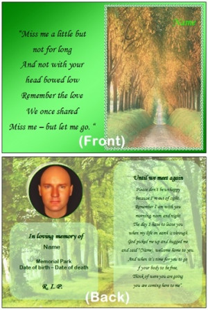Memorial Poem Cards And More
