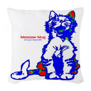 Funny Hello Meoow Woven Throw Pillow