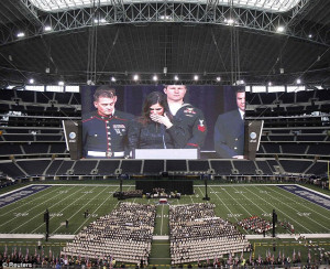... large crowd packed a memorial service to Kyle in the Cowboys stadium