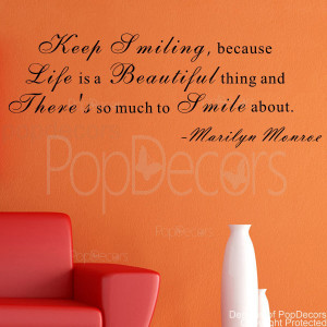 ... Wall Decal -Keep Smiling - Vinyl Words and Letters Quote Decal