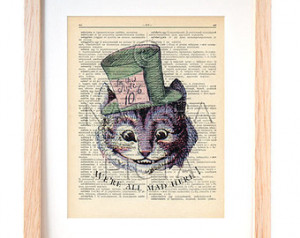 Cheshire cat quote dictionary print -Cheshire art print-Cheshire on ...