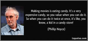 Making movies is eating candy. It's a very expensive candy, so you ...