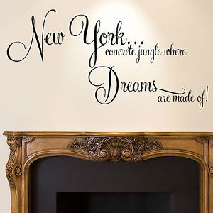 Details about New York Wall Sticker Quote - Dreams Home Bedroom Decal ...