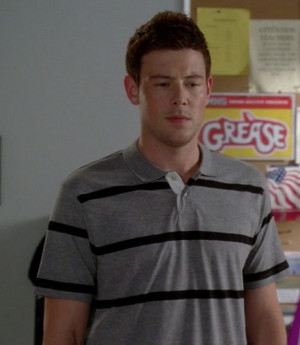 Glee Finn Hudson Gray and Black Stripes Collared Shirt