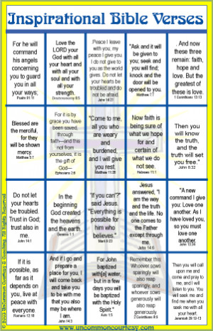 Inspirational Bible Verses Bingo Game in English