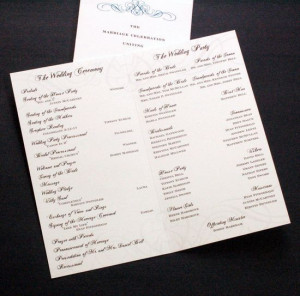 don't forget the wedding program: ceremony, wedding party, proposal ...