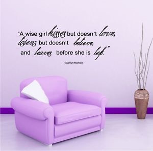 Marilyn-Monroe-Quote-Wall-Vinyl-Decal-Sticker-Mural-A-wise-Girl-Kisses ...
