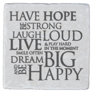 ... Hope Be Strong Typography Motivational Quote Stone Beverage Coaster