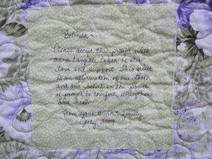 note for prayer quilt