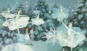 Ilustração: Flocos de Neve Dançarinos
