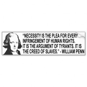 William Penn Quote Bumper Sticker Car Bumper Sticker