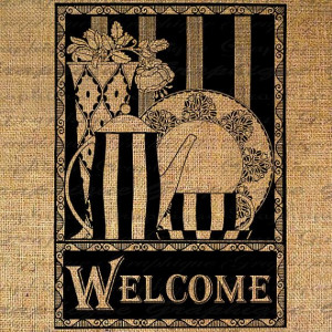 Welcome Quote Coffee Pot Cup Plate Vase Digital Image by Graphique, $1 ...