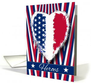 Military Thank You, Hero Quote, Patriotic Heart card (940534)