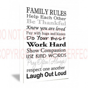 Home / Canvas / FRAMED CANVAS PRINT Family rules help each other be ...