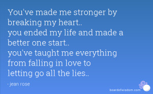 ... you've taught me everything from falling in love to letting go all the