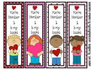 Valentine's Day Bookmarks - 4 Designs -2 sayings to choose from