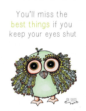 Whimsical Baby OWL Poster With Inspirational Dr. Seuss Quote