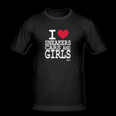 black i love sneakers cars and girls men s tees designed by wam uk