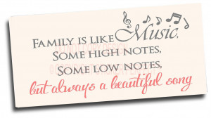 CANVAS PRINT Family is like music, some high notes, some low notes ...