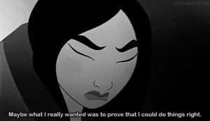 ... life disney depression self harm Mulan black and white gif relatable