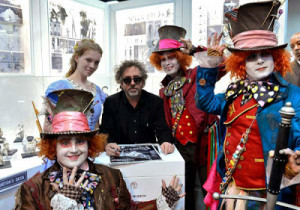 Tim Burton poses with characters during Comic-Con International 2012 ...