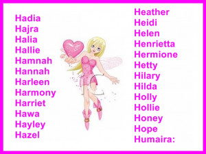 Girls names starting with H.Where they come from and what they mean.