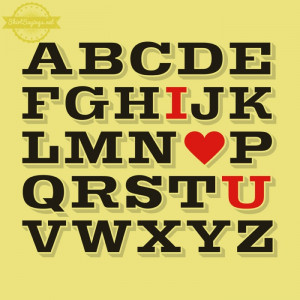 ABC I Love you shirt saying black alphabet typography with I heart ...