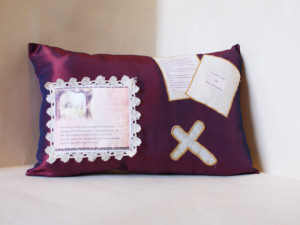 Jane Austen Pillow. Mansfield Park Quote. Lace Detail Purple Satin ...
