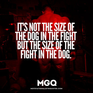... size of the dog in the fight, its the size of the fight in the dog