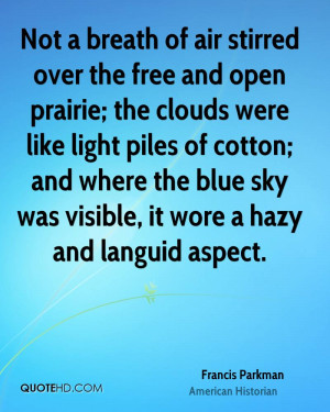 Not a breath of air stirred over the free and open prairie; the clouds ...