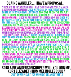 forgetting, someone said I should put this on here. Klaine skit quotes ...