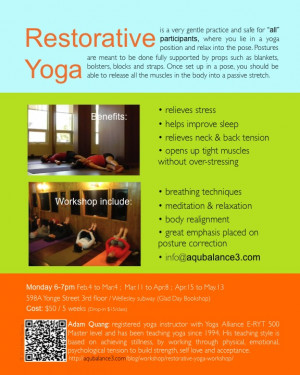 Yoga Workshop Poster Restorative yoga poster may-