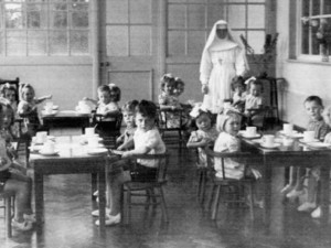 Children's dining room at Sean Ross Abbey. Home for unmarried mothers ...