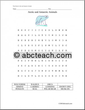 arctic animal word search