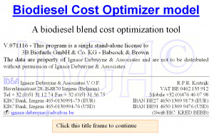 Biodiesel Cost Optimizer information and price quote request