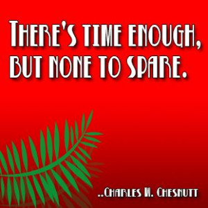 There's time enough, but none to spare. Charles W. Chesnutt