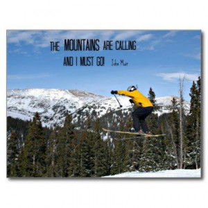 The Mountains are calling... Post Cards: Snow skier jumping through ...