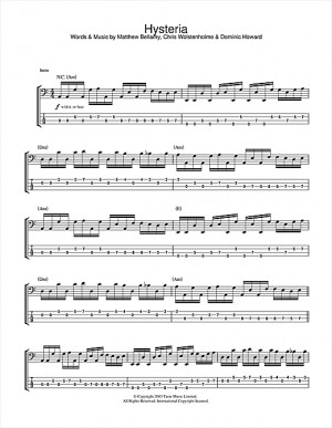 Muse Hysteria Bass Tabs