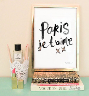 PARIS je t'aime - Typographic Print - Hand Lettering - Gold - Paris ...