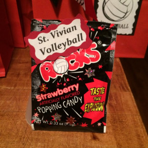 Volleyball candy..Pop Rocks! Made for my daughters volleyball team ...